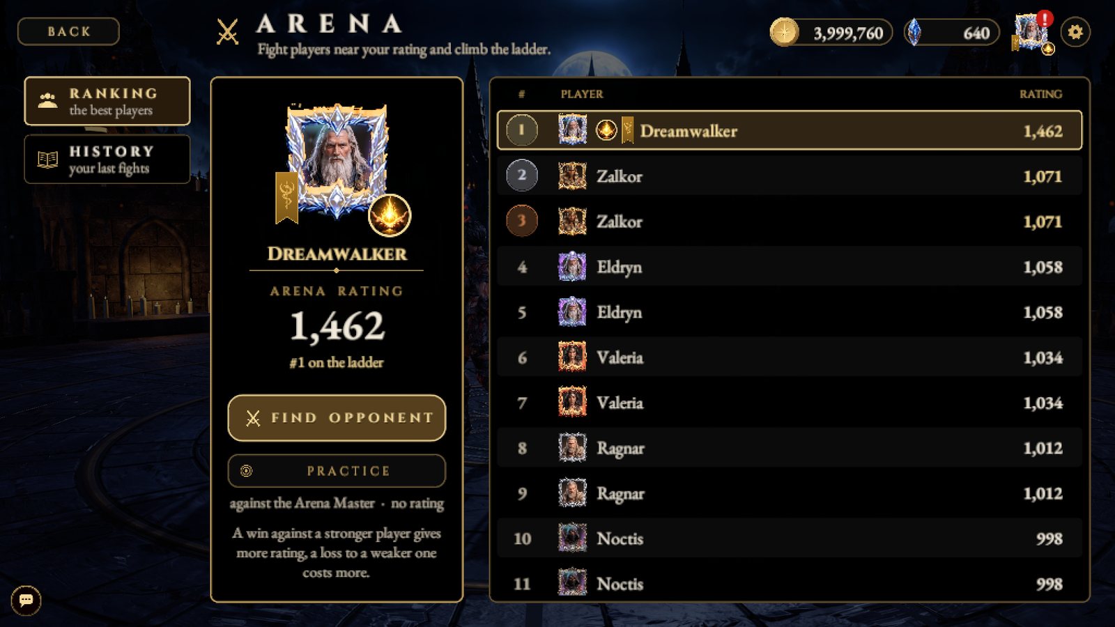 The arena ladder