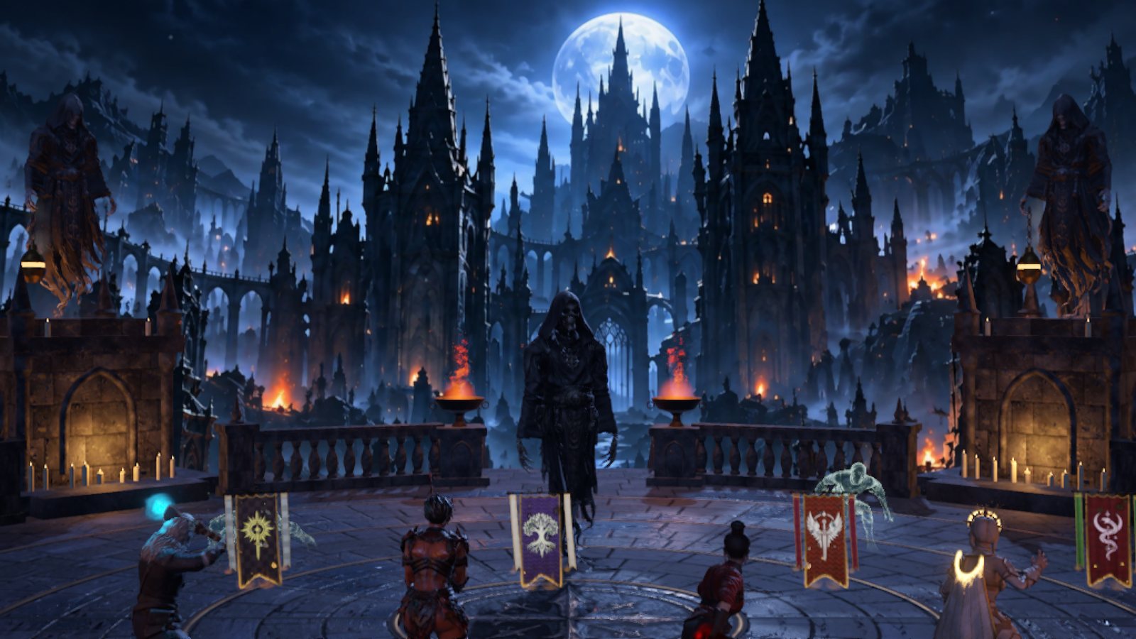 The party facing the Grim Reaper in his crypt