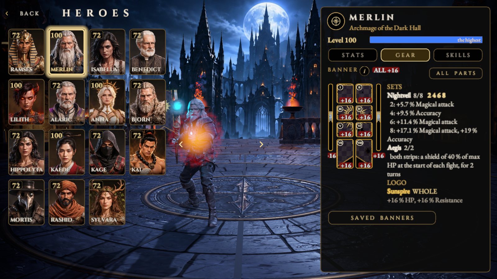 The heroes screen