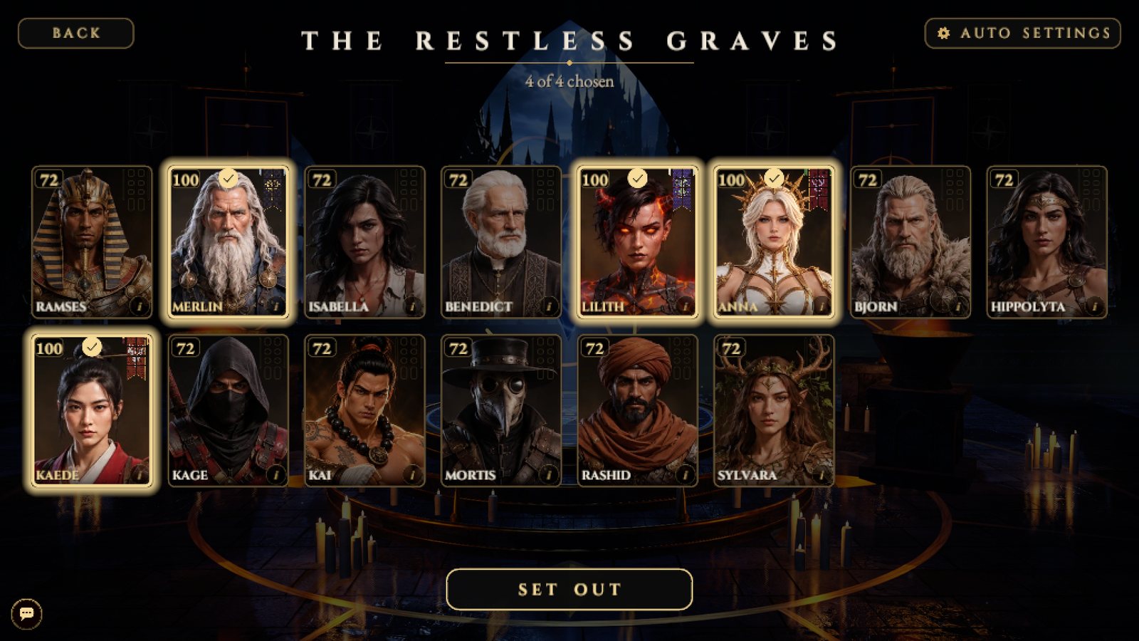 Choosing a squad of heroes